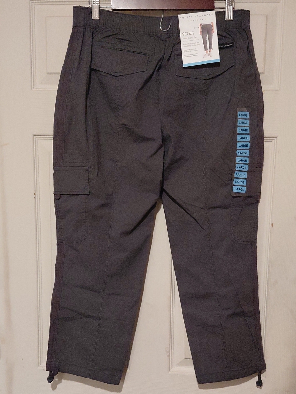 Social Standard By Sanctuary Womens Washed Black Poplin Surplus Cargo Pants L/G